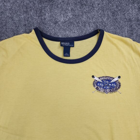VTG Polo Ralph Lauren Shirt Mens Large Yellow Short Sleeve Hand Crafted Canoes - Picture 8 of 15